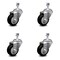 Service Caster 3.5 Inch Black Polyurethane Wheel Swivel 1/2 Inch Threaded Stem Caster Set SCC SCC-TS20S3514-PPUB-BLK-121315-4 - alternate 1
